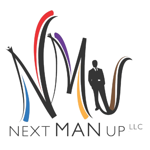Next Man Up LLC logo with silhouette.