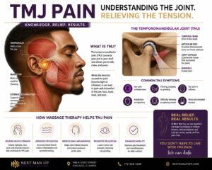 TMJ anatomy diagram showing jaw muscles and temporomandibular joint pain areas in Chicago