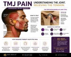 TMJ anatomy diagram showing jaw muscles and temporomandibular joint pain areas in Chicago